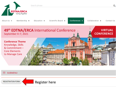 printscreen of the EDTNA website