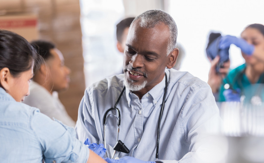 Doctor with patient