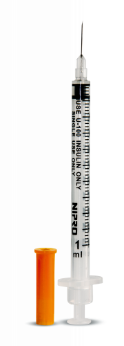 insulin syringe with cap