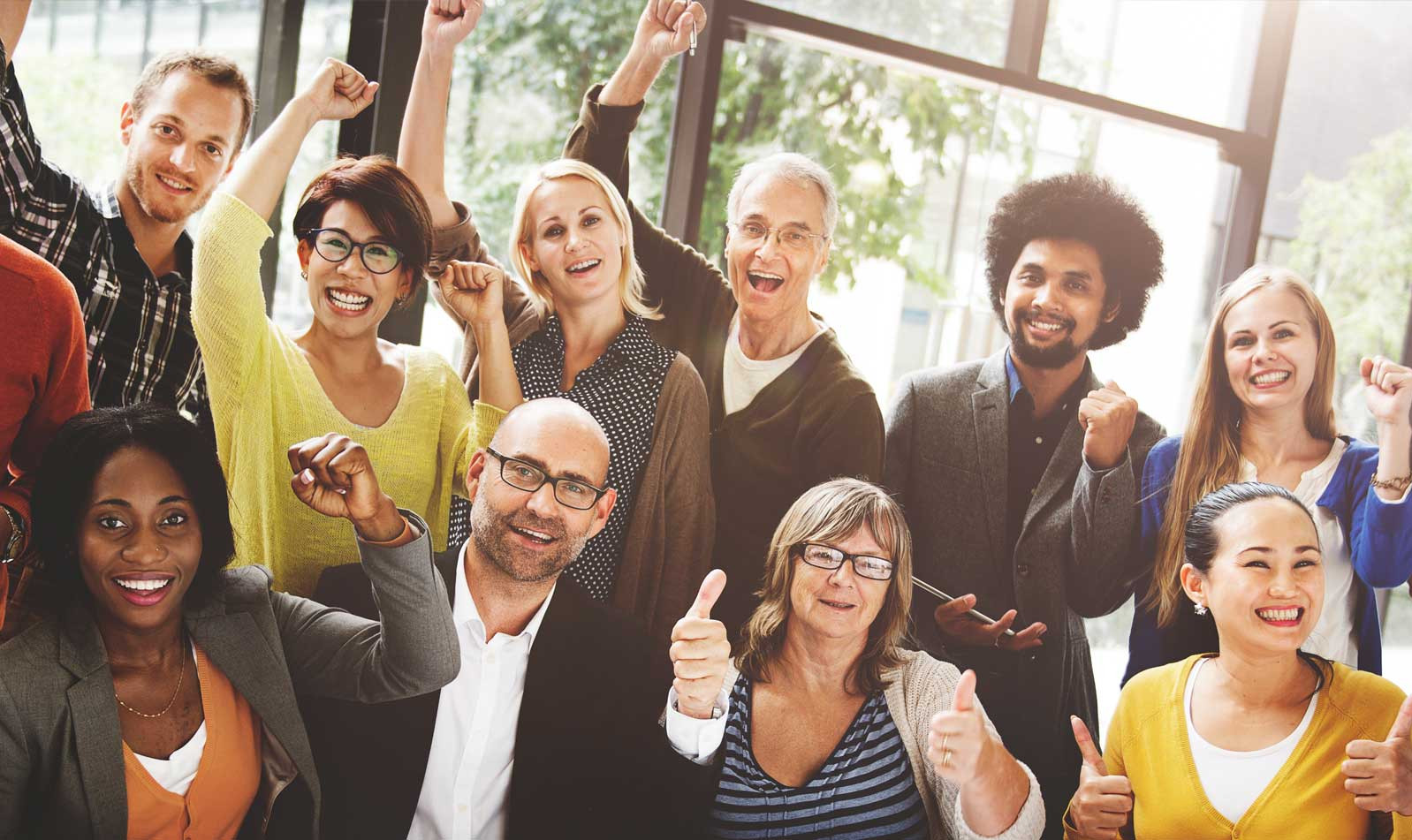 Office people cheering