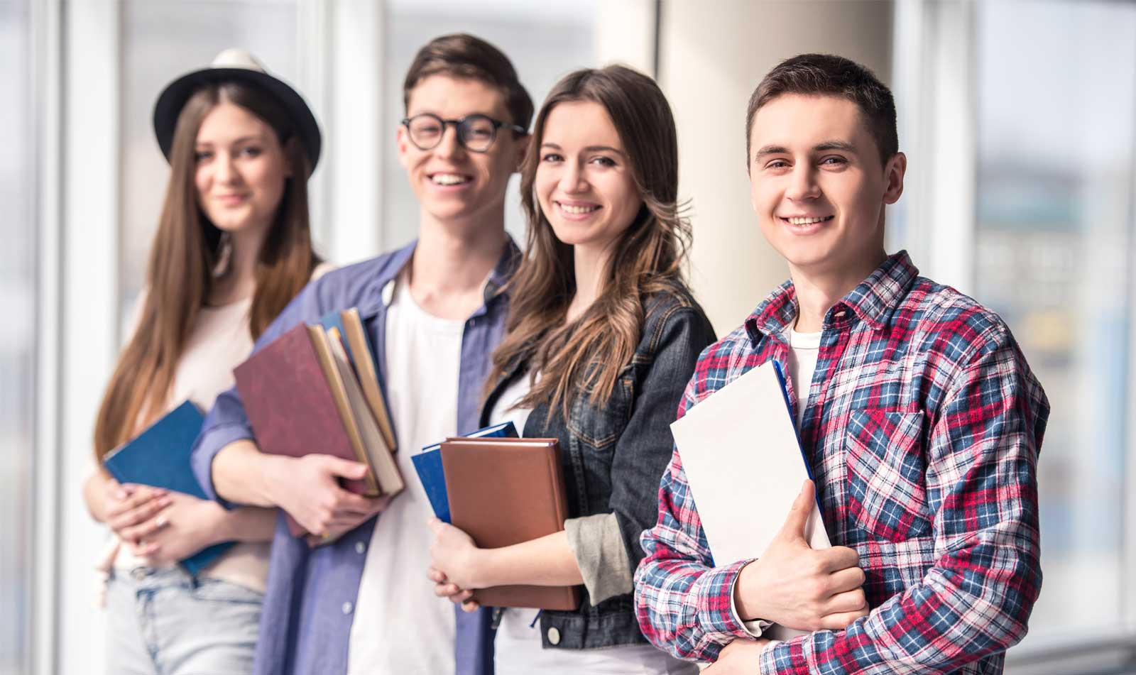 Students with books